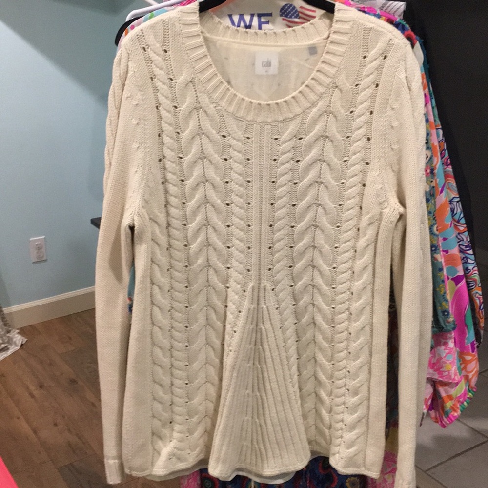 CABI lace up sweater EUC MEDIUM